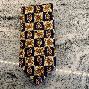 Frame Denim Blue and Gold Geometric Tie